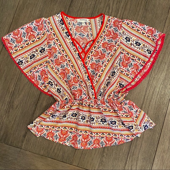 Monteau Tops - Cross Cross Peplum Top